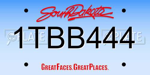 1TBB444 South Dakota License Plate