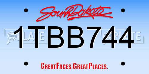 1TBB744 South Dakota License Plate