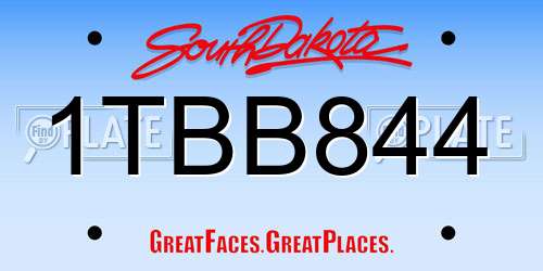 1TBB844 South Dakota License Plate