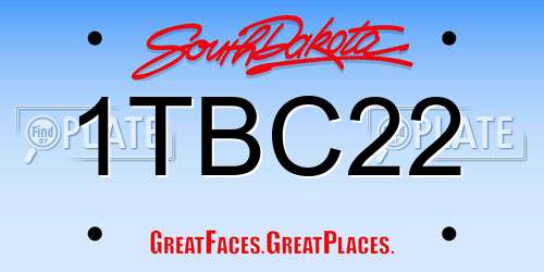 1TBC22 South Dakota License Plate