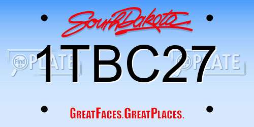 1TBC27 South Dakota License Plate