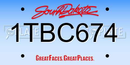 1TBC674 South Dakota License Plate