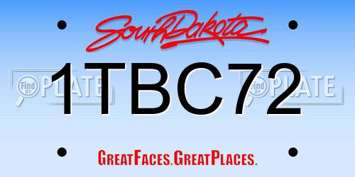 1TBC72 South Dakota License Plate