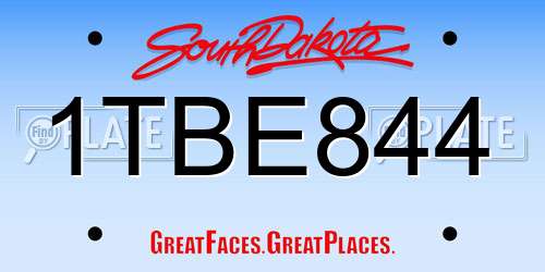 1TBE844 South Dakota License Plate