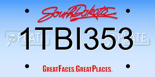 1TBI353 South Dakota License Plate