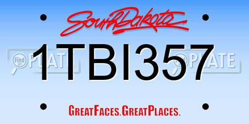 1TBI357 South Dakota License Plate