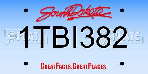 1TBI382 South Dakota License Plate