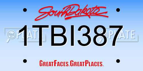 1TBI387 South Dakota License Plate