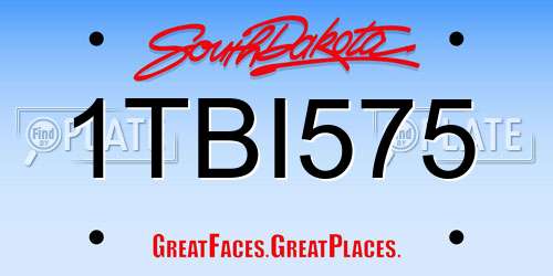 1TBI575 South Dakota License Plate