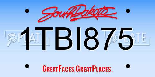 1TBI875 South Dakota License Plate