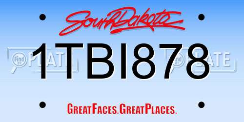 1TBI878 South Dakota License Plate