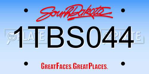 1TBS044 South Dakota License Plate