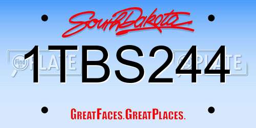 1TBS244 South Dakota License Plate