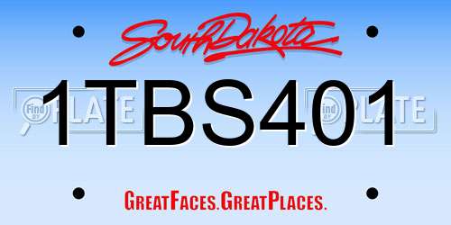 1TBS401 South Dakota License Plate
