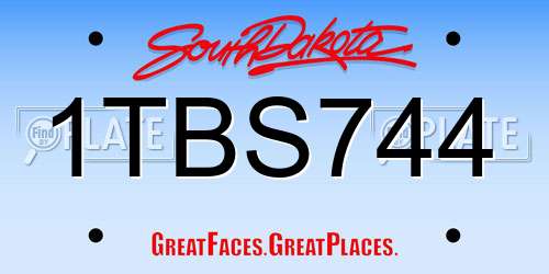 1TBS744 South Dakota License Plate