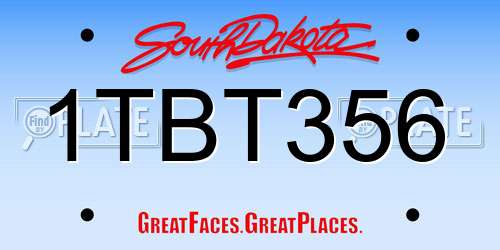 1TBT356 South Dakota License Plate