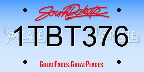 1TBT376 South Dakota License Plate
