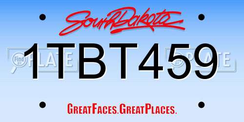 1TBT459 South Dakota License Plate