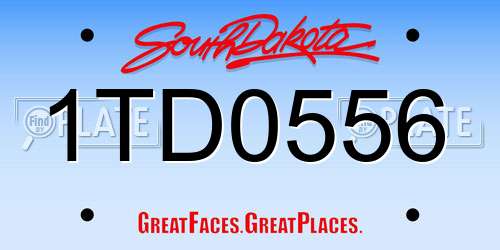 1TD0556 South Dakota License Plate