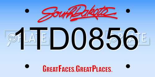 1TD0856 South Dakota License Plate