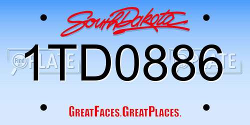 1TD0886 South Dakota License Plate
