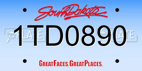 1TD0890 South Dakota License Plate