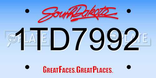 1TD7992 South Dakota License Plate