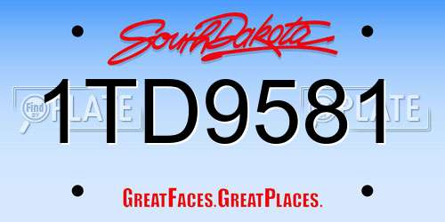 1TD9581 South Dakota License Plate