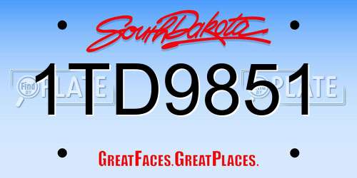 1TD9851 South Dakota License Plate