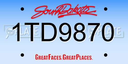 1TD9870 South Dakota License Plate