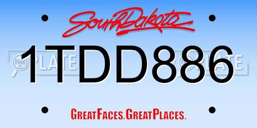 1TDD886 South Dakota License Plate