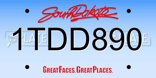 1TDD890 South Dakota License Plate