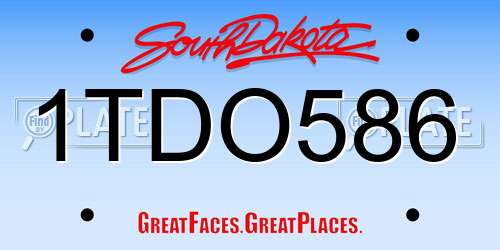 1TDO586 South Dakota License Plate
