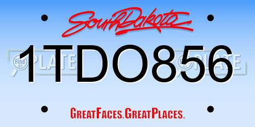 1TDO856 South Dakota License Plate
