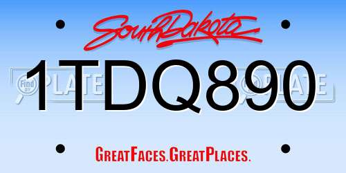 1TDQ890 South Dakota License Plate