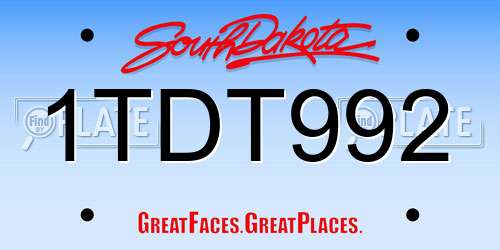 1TDT992 South Dakota License Plate