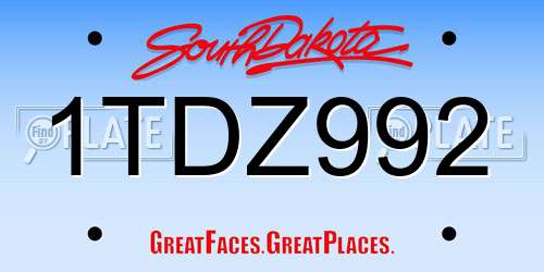 1TDZ992 South Dakota License Plate