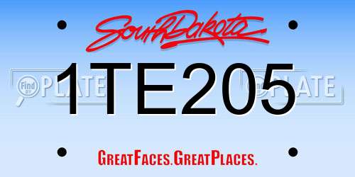 1TE205 South Dakota License Plate