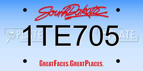 1TE705 South Dakota License Plate