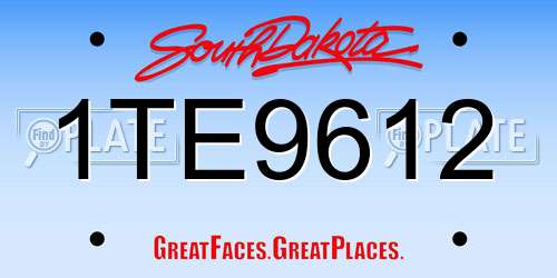1TE9612 South Dakota License Plate