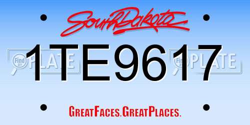 1TE9617 South Dakota License Plate