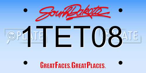 1TET08 South Dakota License Plate