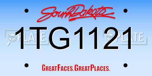 1TG1121 South Dakota License Plate
