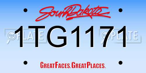 1TG1171 South Dakota License Plate