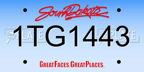 1TG1443 South Dakota License Plate