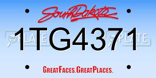 1TG4371 South Dakota License Plate