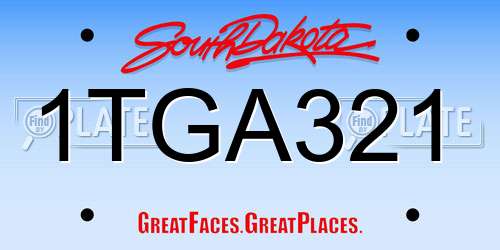 1TGA321 South Dakota License Plate
