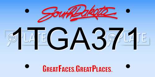 1TGA371 South Dakota License Plate