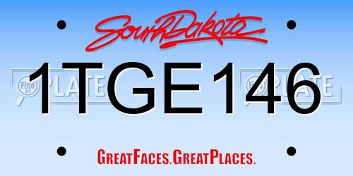 1TGE146 South Dakota License Plate