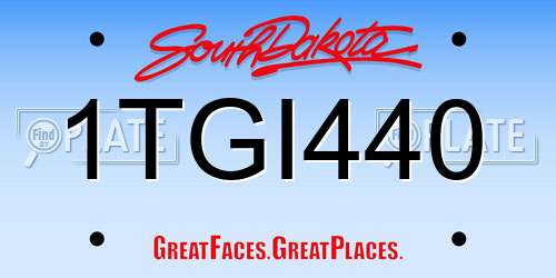 1TGI440 South Dakota License Plate
